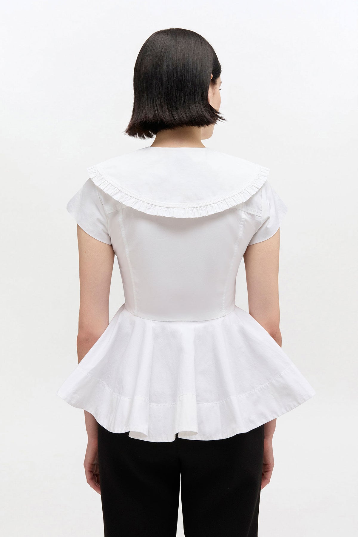 Short Cotton Ruffle Shirt