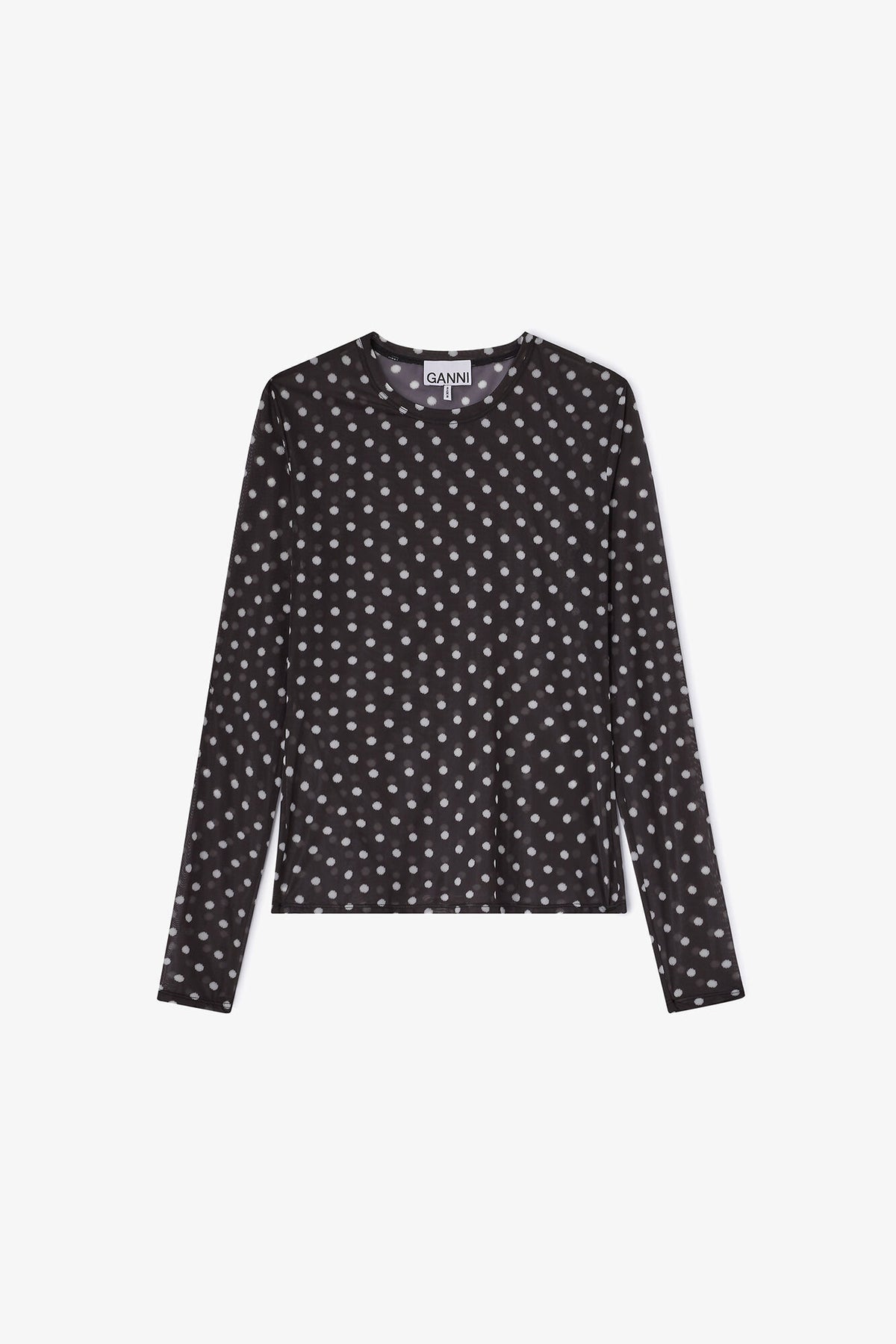 Printed Sheer Long-sleeve Top