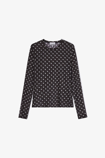 Printed Sheer Long-sleeve Top