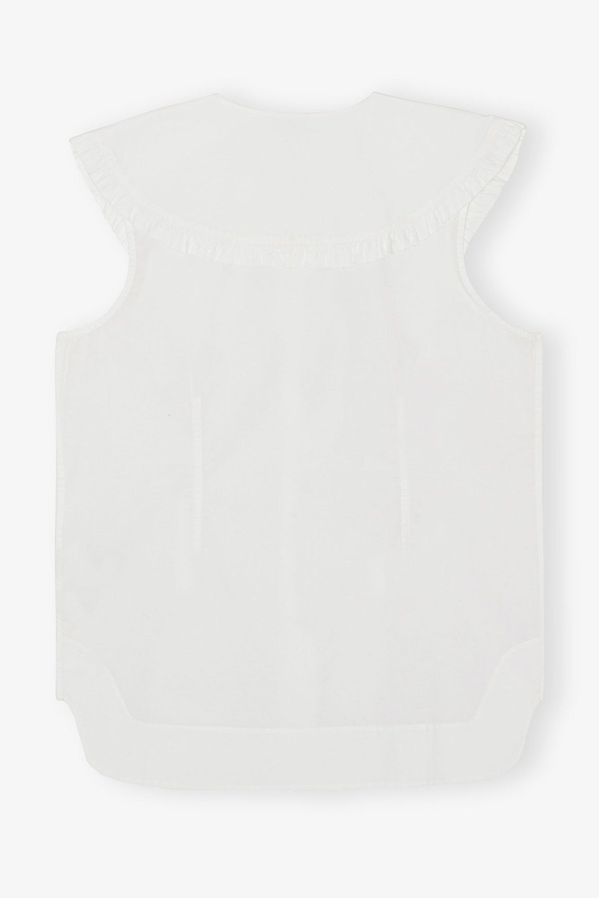 Cotton Poplin Sleeveless Frill Collar Shirt