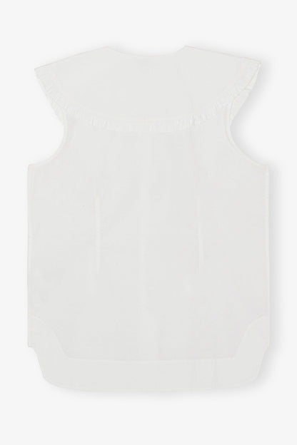 Cotton Poplin Sleeveless Frill Collar Shirt