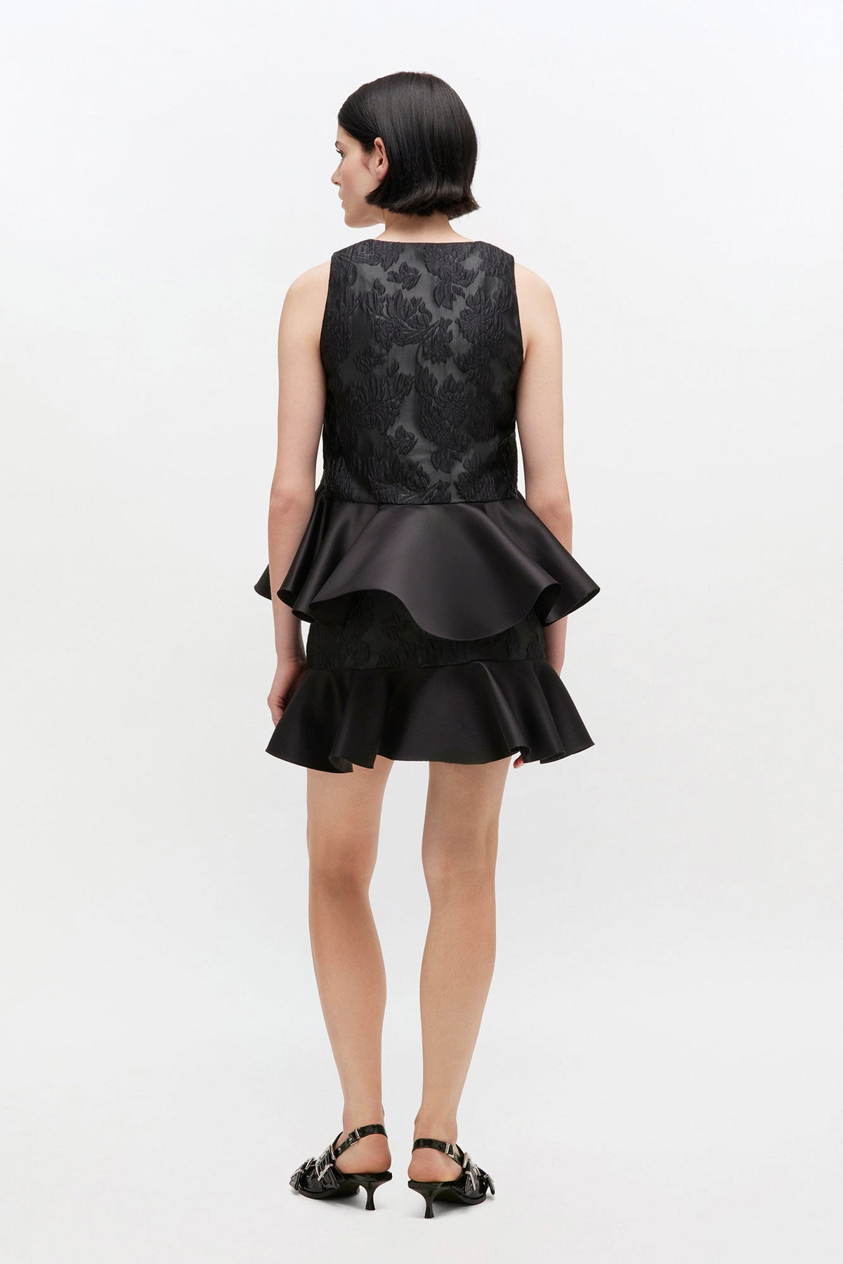 Satin Cloque Peplum Top