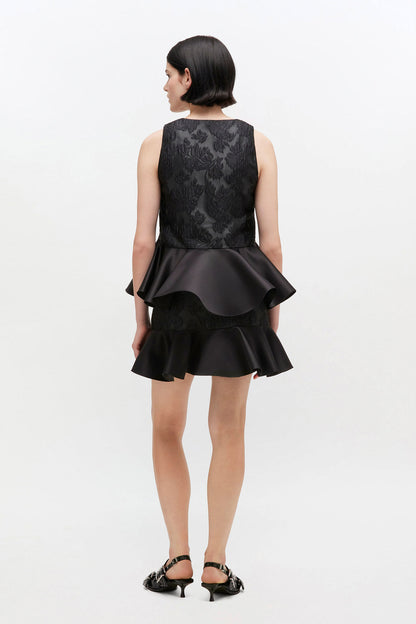 Satin Cloque Peplum Top