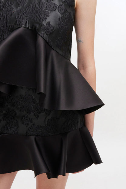 Satin Cloque Peplum Top