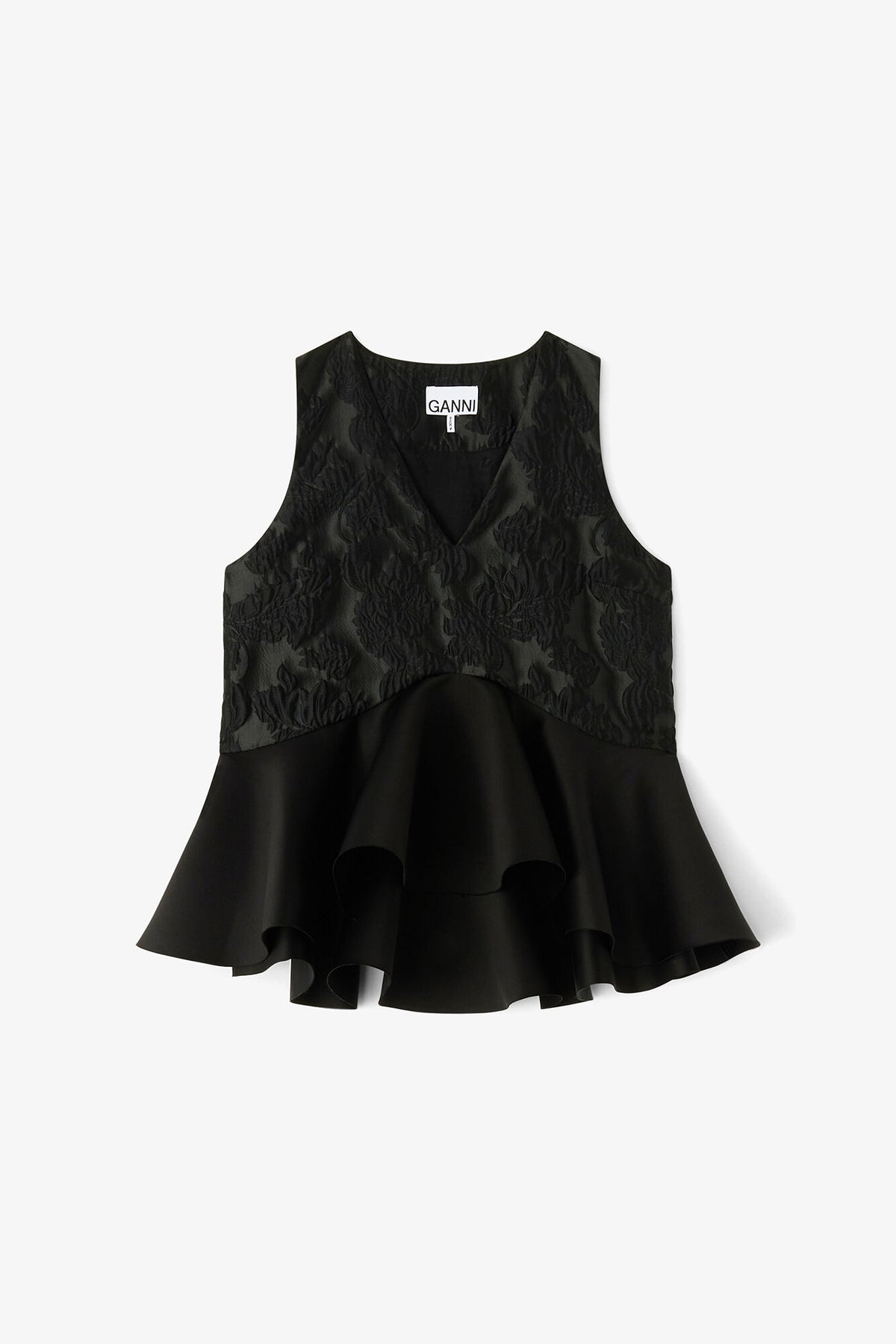 Satin Cloque Peplum Top