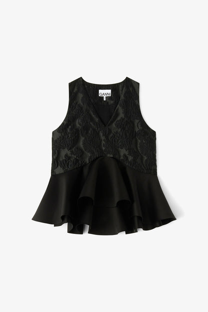 Satin Cloque Peplum Top