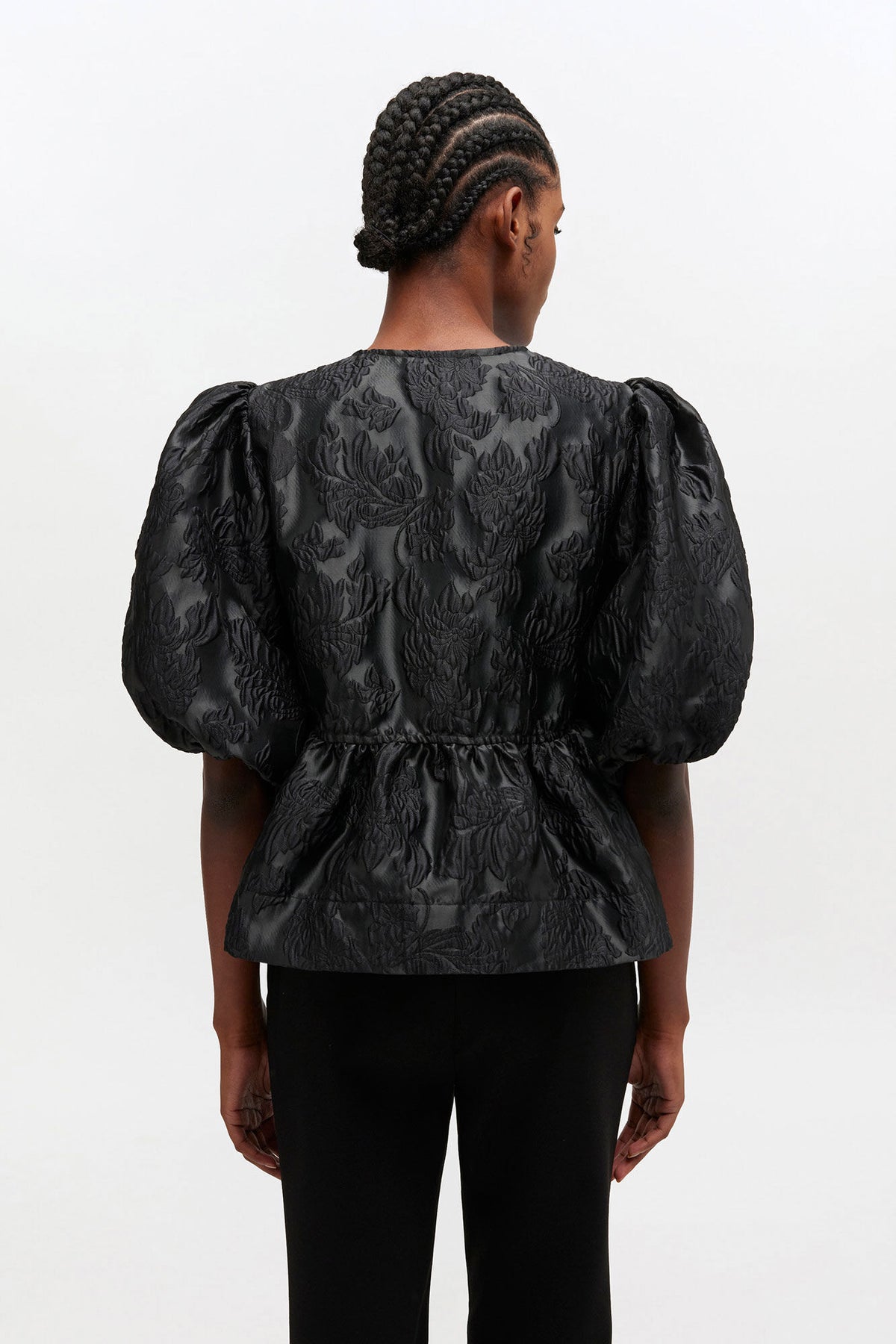 Satin Peplum Tie Blouse