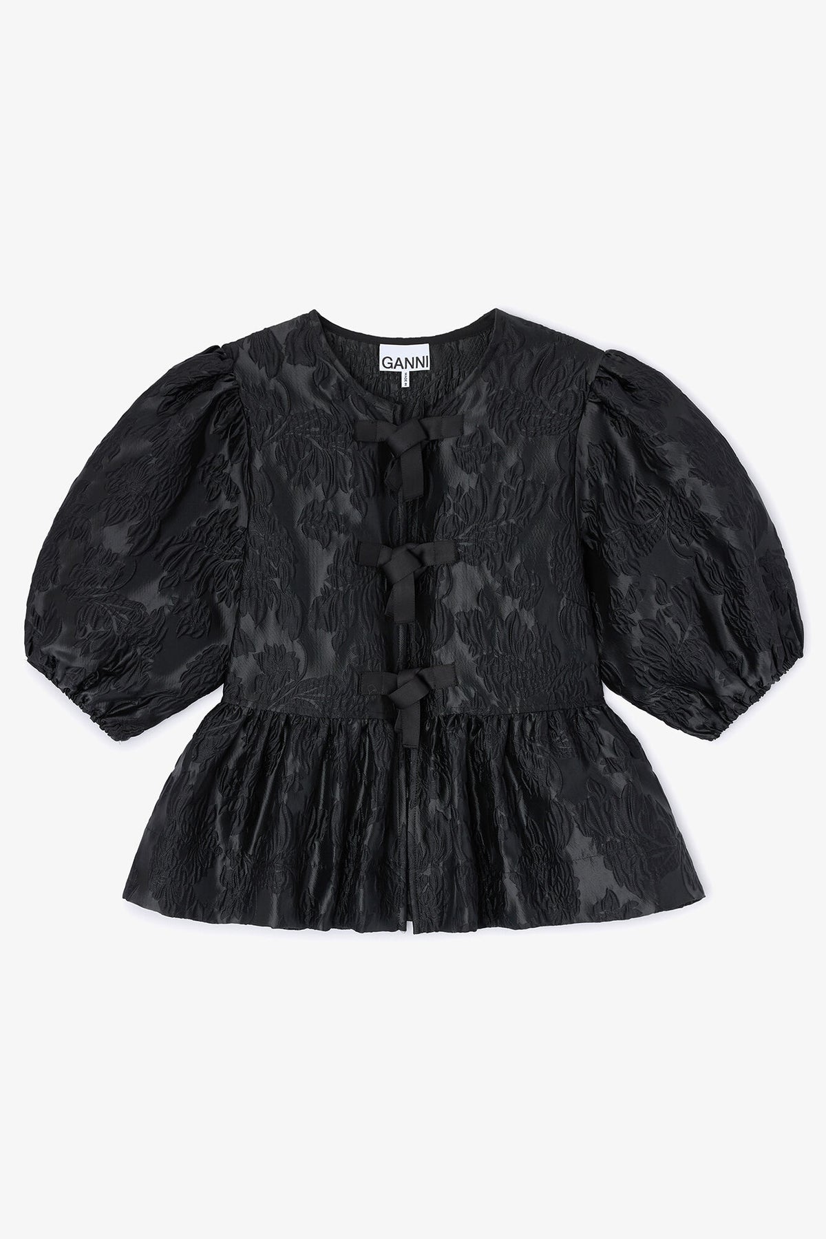 Satin Peplum Tie Blouse