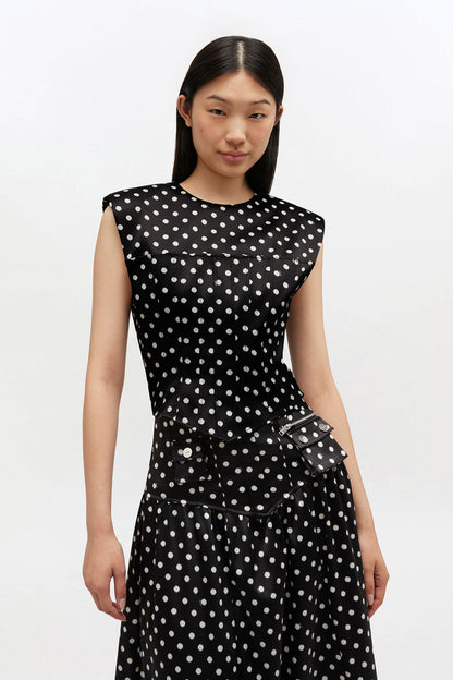 Polka-Dot Satin Corset Top
