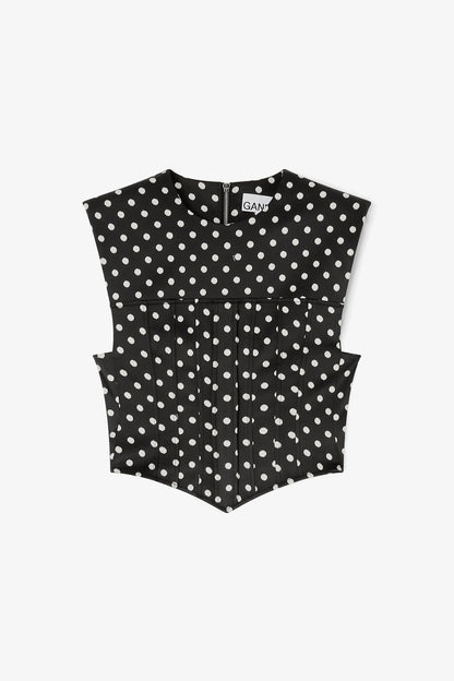 Polka-Dot Satin Corset Top