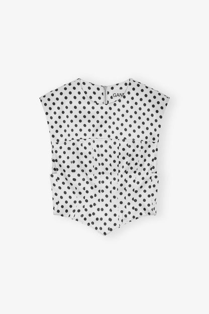 Polka-Dot Satin Corset Blouse