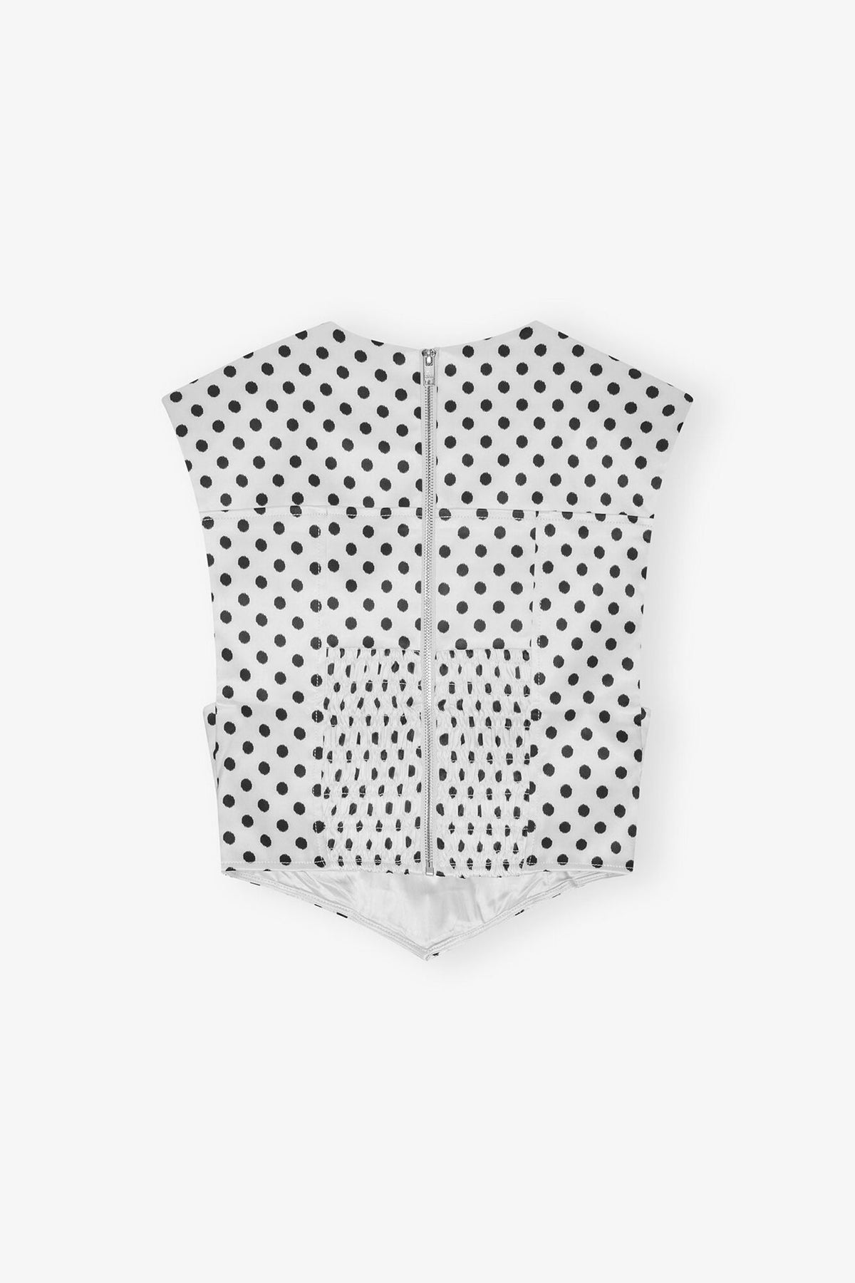 Polka-Dot Satin Corset Blouse