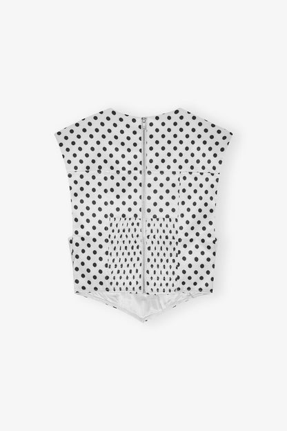 Polka-Dot Satin Corset Blouse