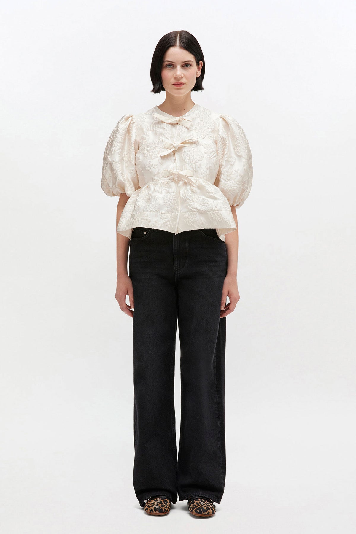 Satin Peplum Tie Blouse