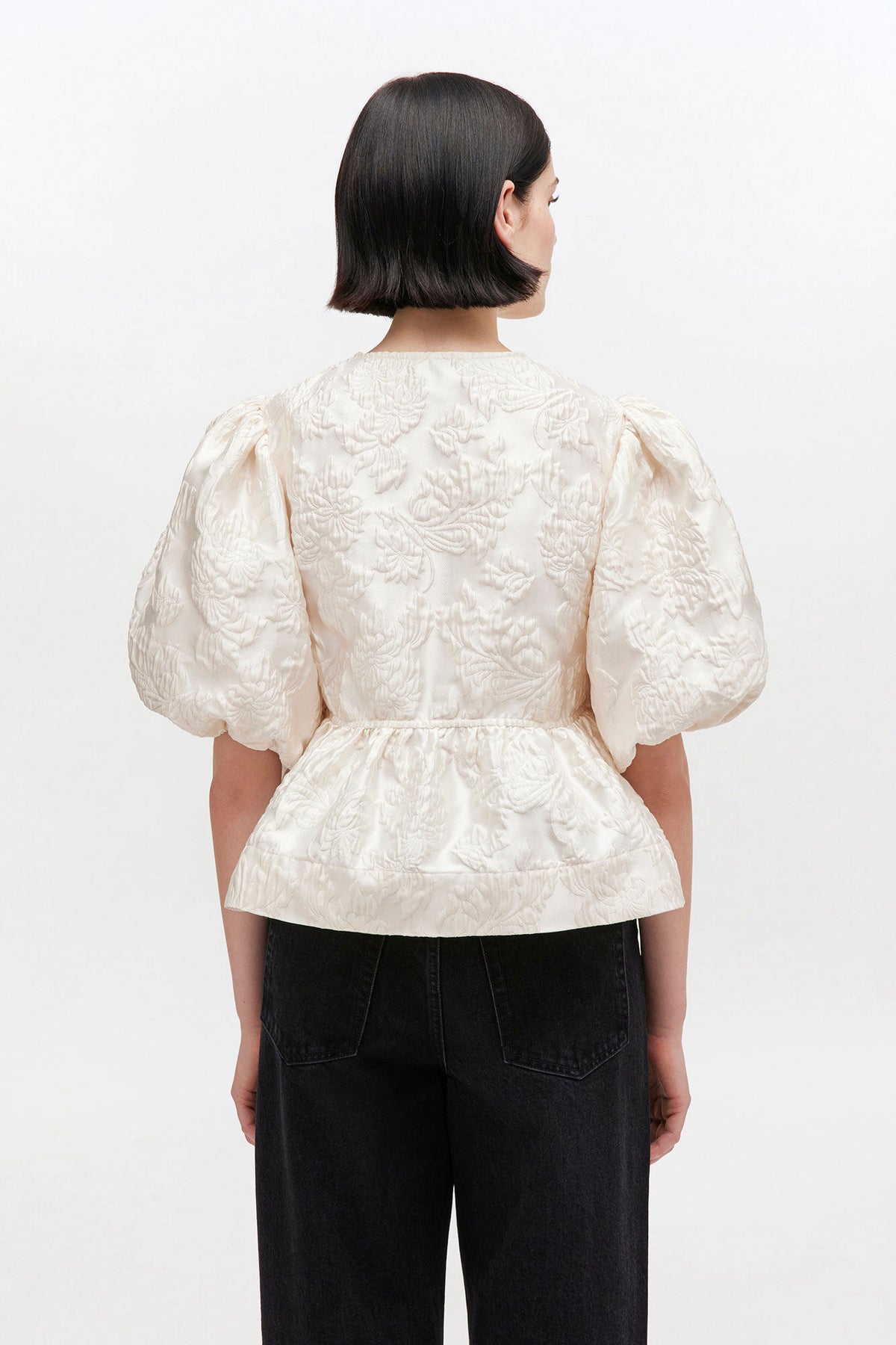 Satin Peplum Tie Blouse