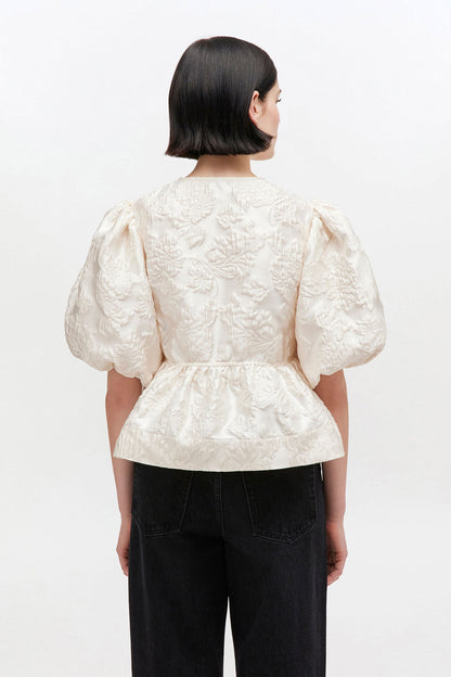 Satin Peplum Tie Blouse