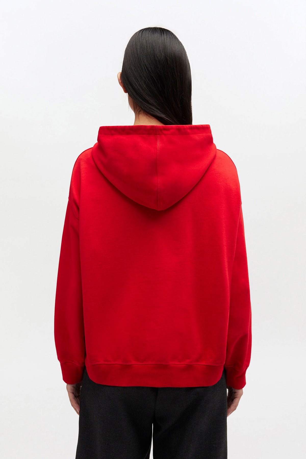 Red Graphic Cropped Hoodie
