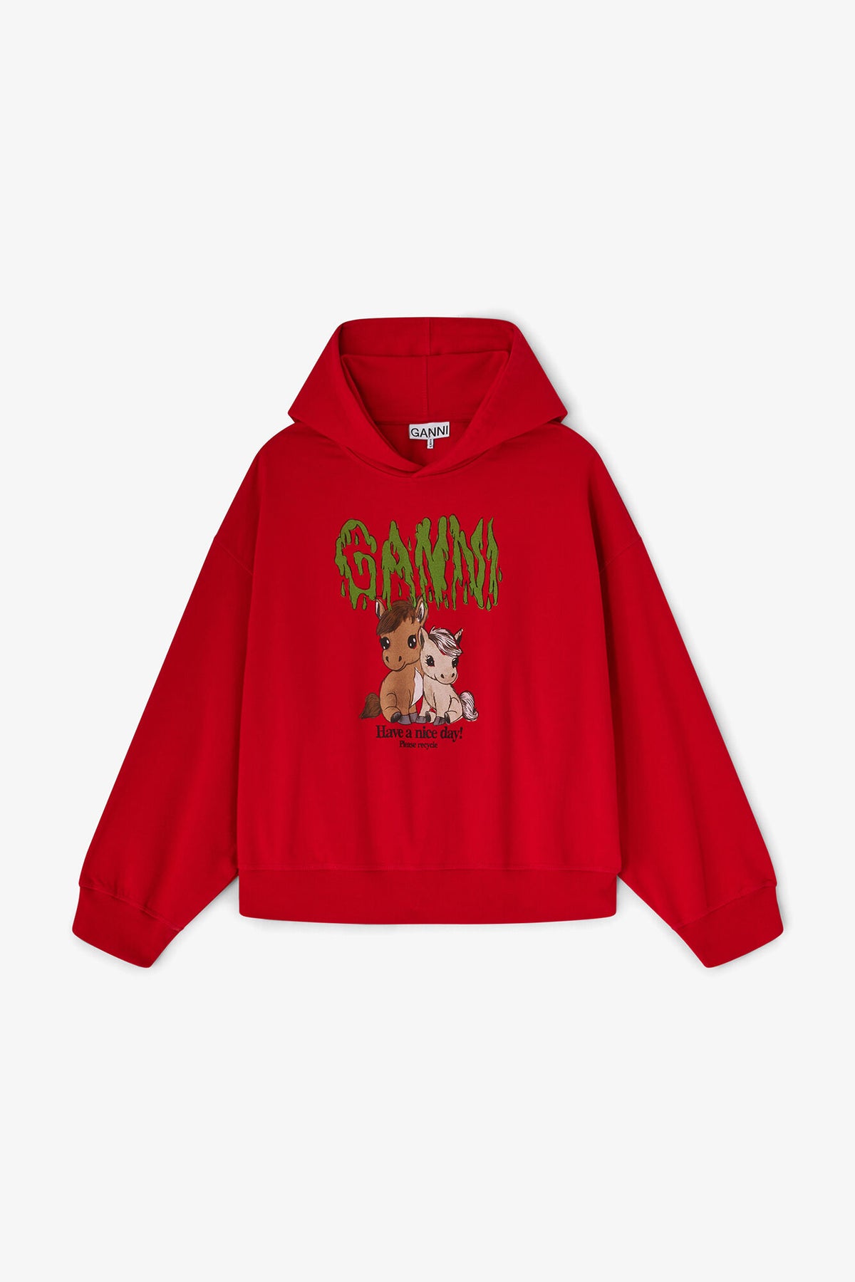 Red Graphic Cropped Hoodie