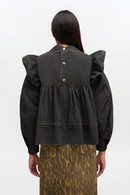 Black Washed Frill Blouse