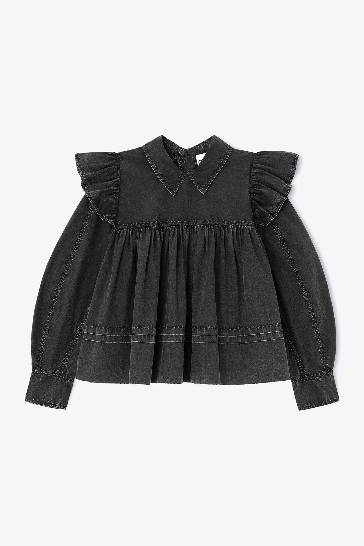 Black Washed Frill Blouse