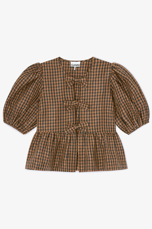 Crinkled Check Blouse
