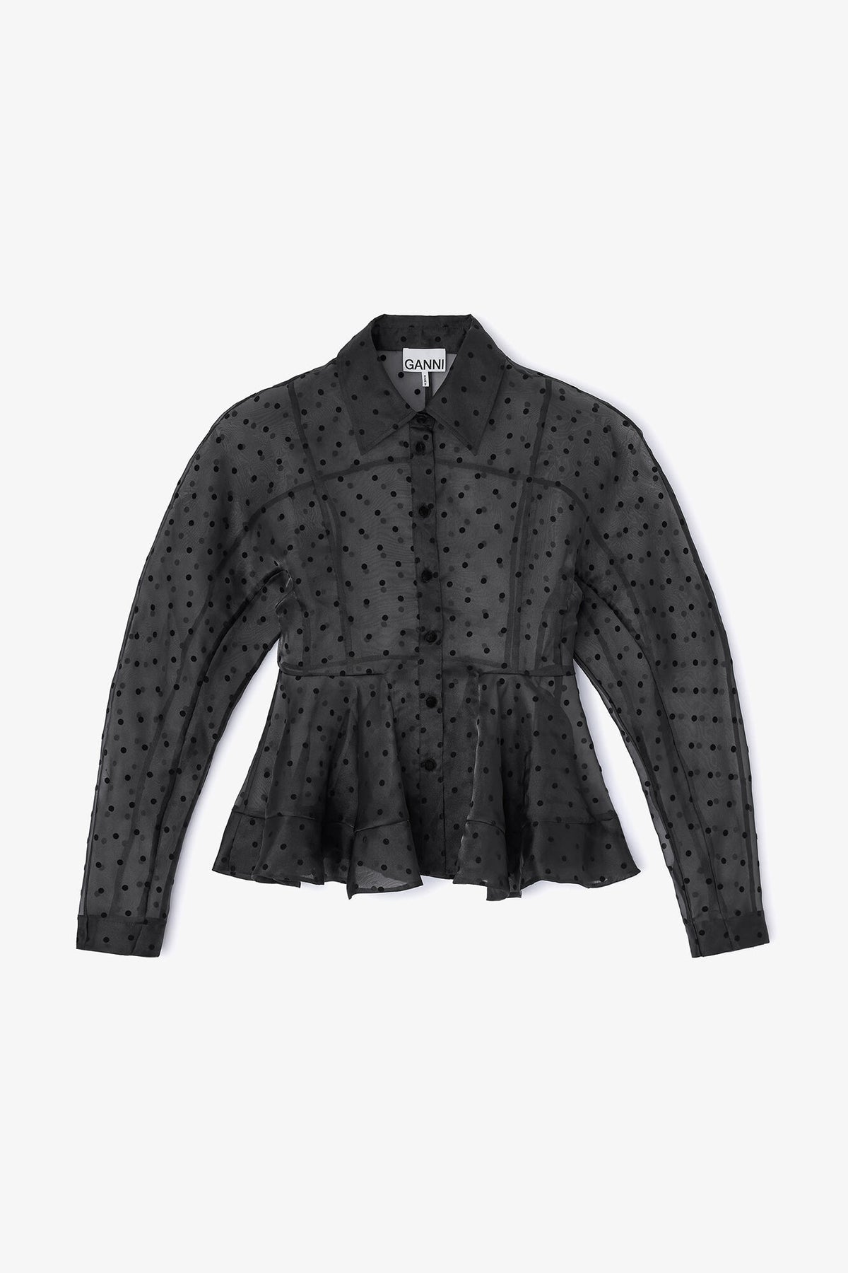 Black Organza Peplum Shirt