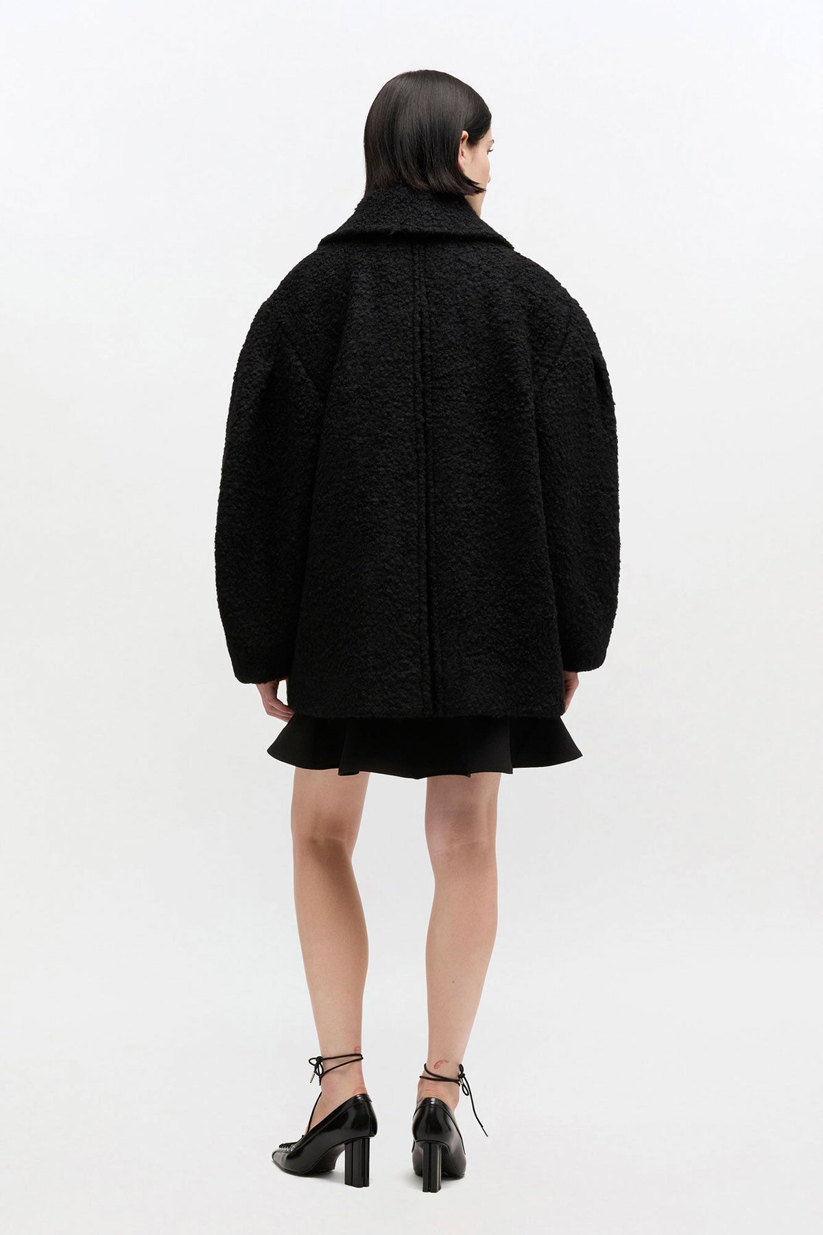 Black Boucle Midi Coat
