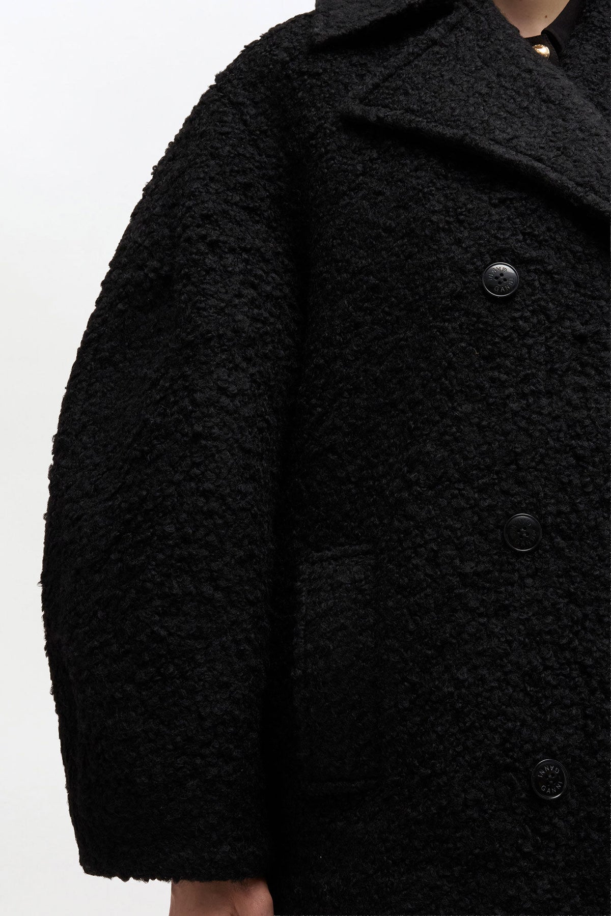Black Boucle Midi Coat