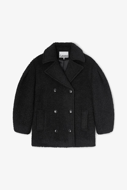 Black Boucle Midi Coat