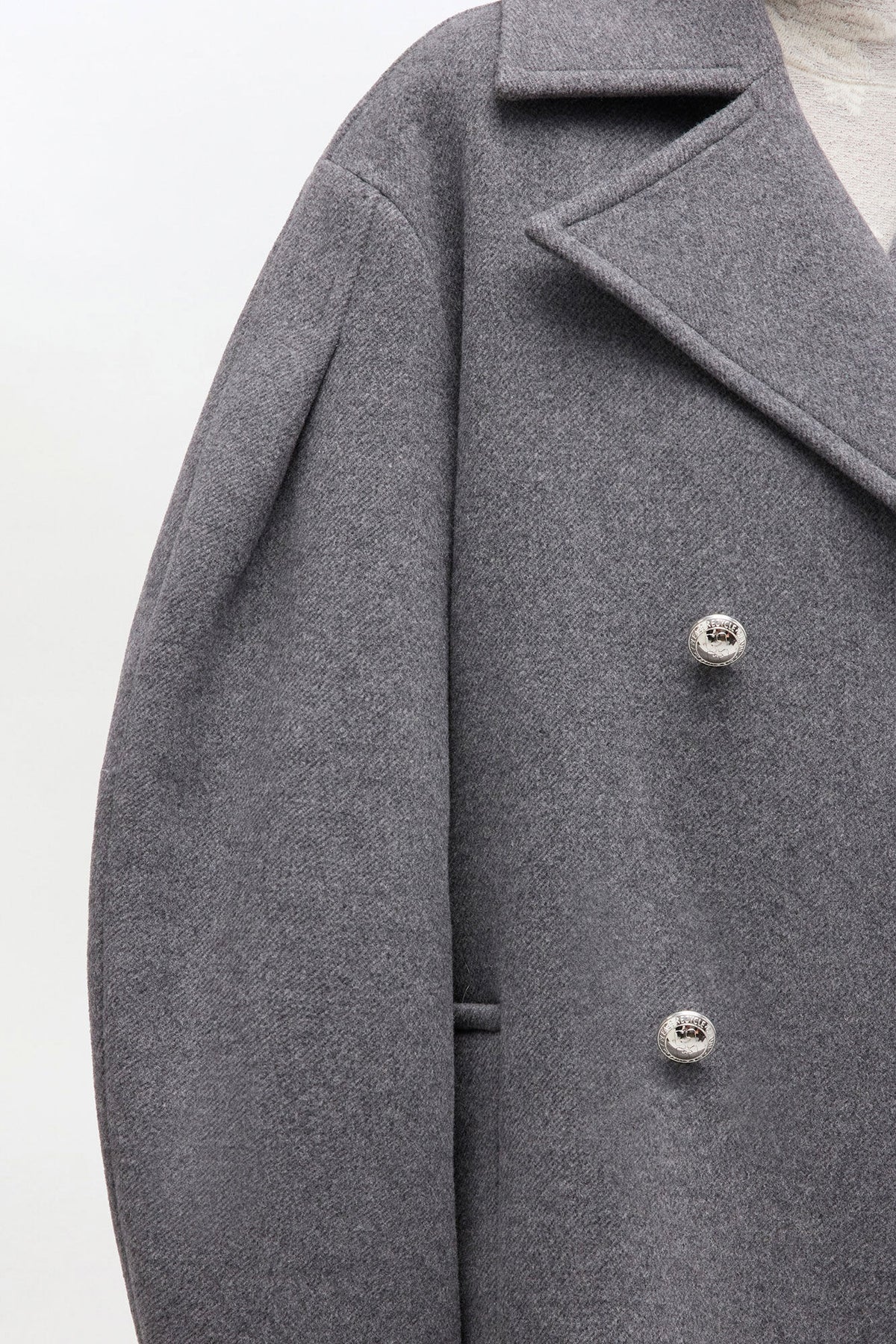 Grey Wool Oversized Midi Peacoat