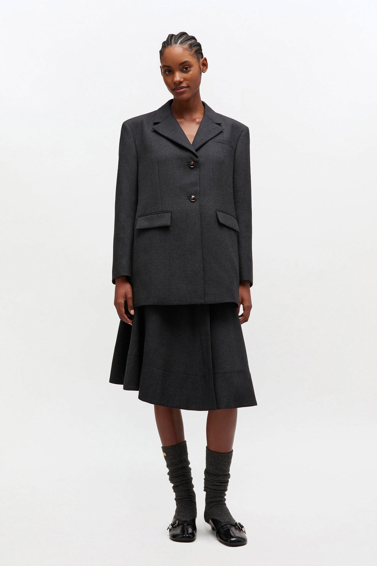 Grey Wool Suiting Blazer