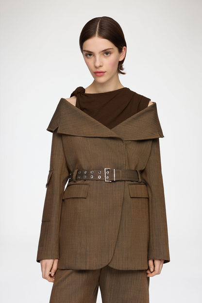 Blazer in Brown Wool Melange