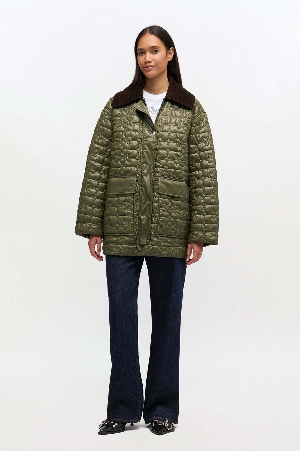 Shiny Quilt Midi Jacket