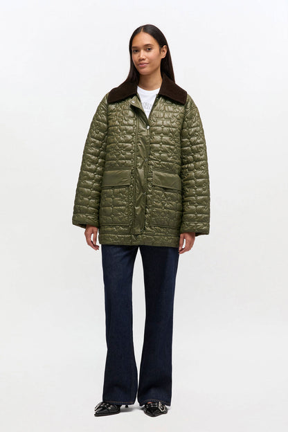 Shiny Quilt Midi Jacket