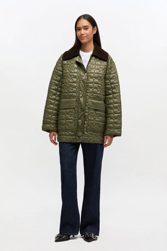 Shiny Quilt Midi Jacket