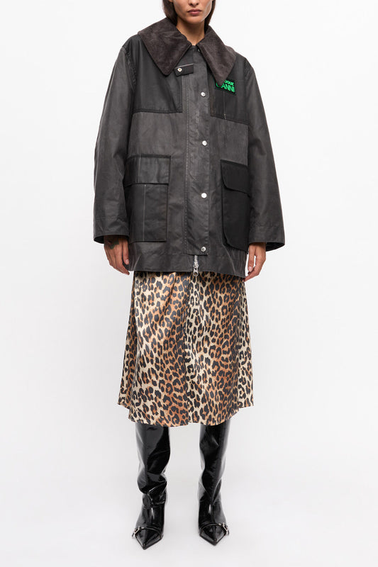 GANNI x Barbour Waxed Duffle Coat