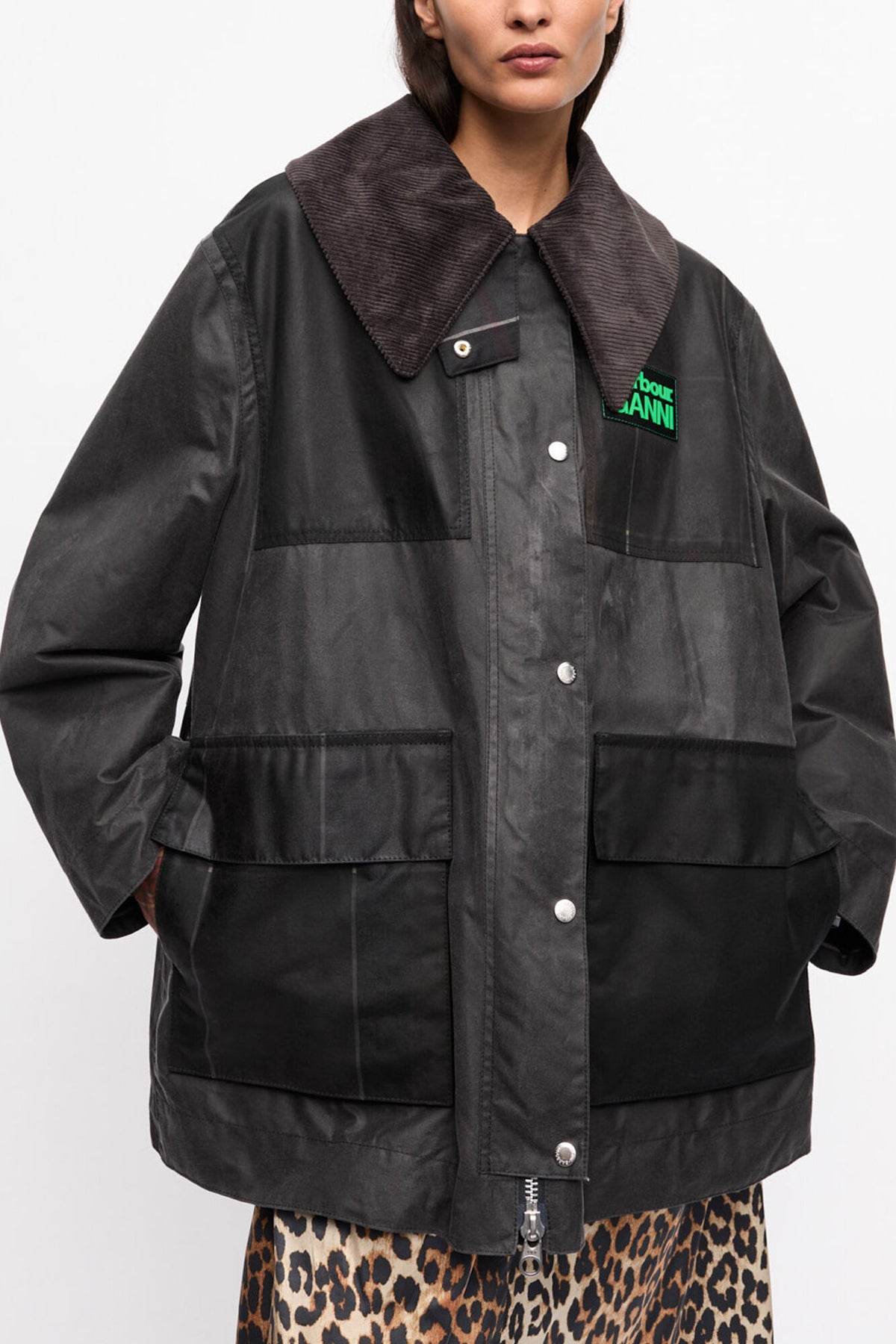 GANNI x Barbour Waxed Duffle Coat