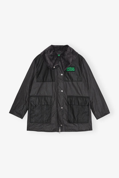 GANNI x Barbour Waxed Duffle Coat