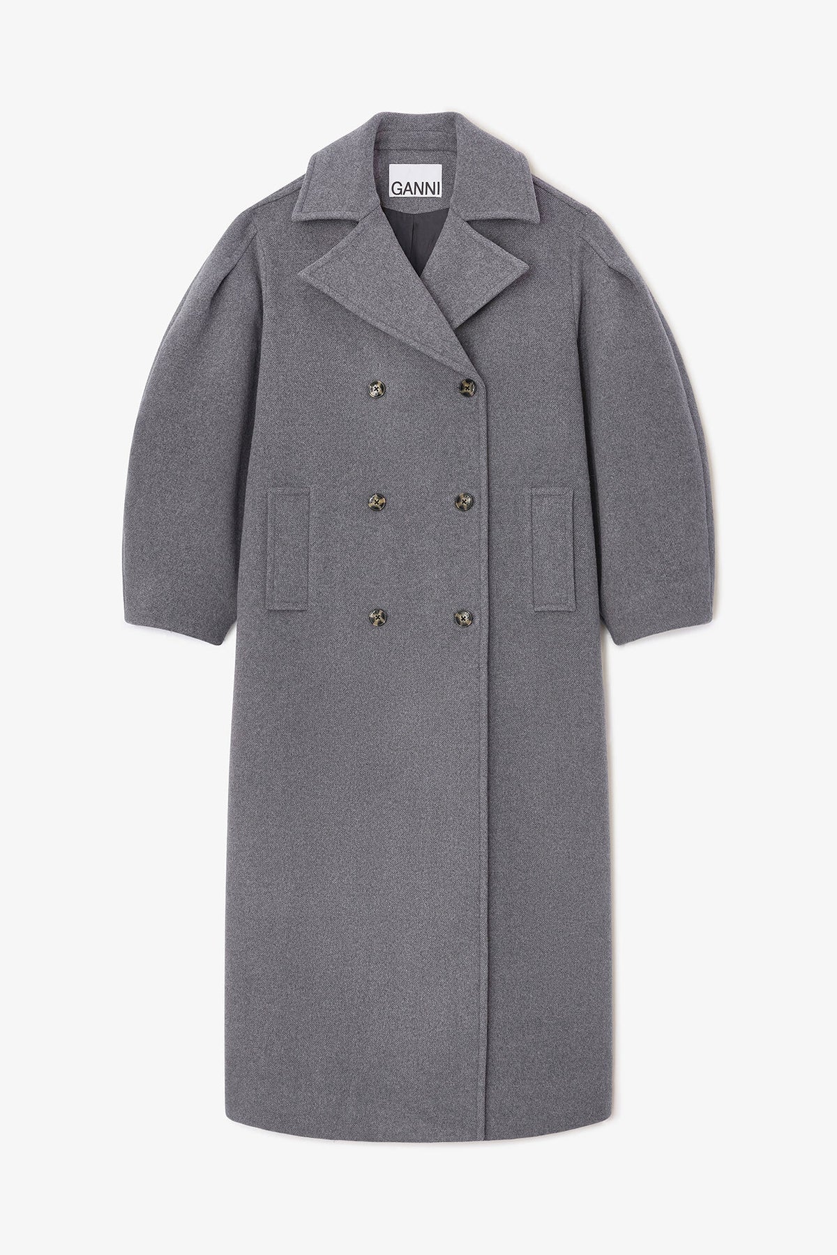 Grey Wool Oversized Long Peacoat