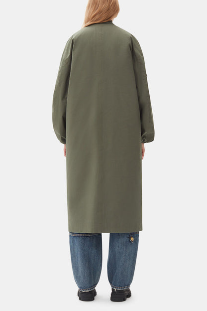 Green Tech Seersucker Oversized Shell Coat