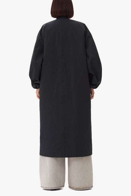 Black Tech Seersucker Oversized Shell Coat