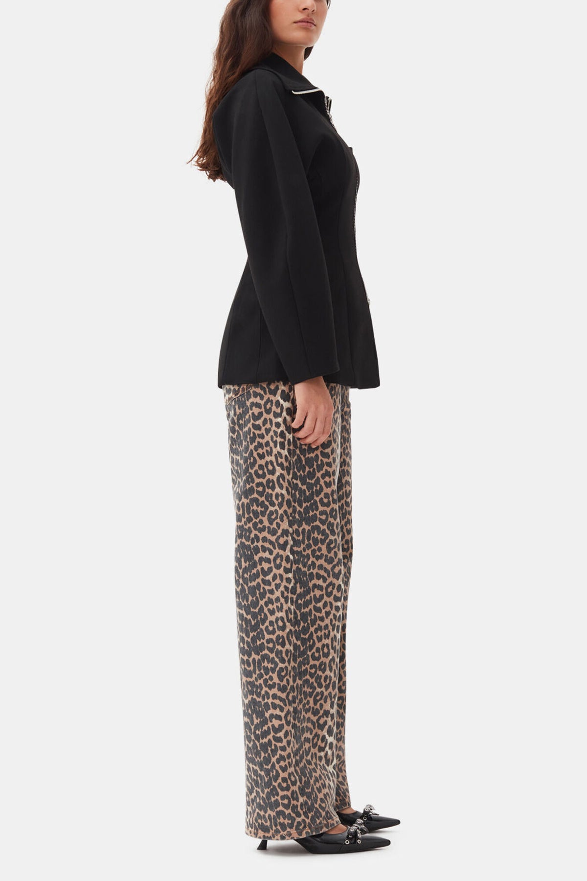 Black Bonded Crepe Curve Sleeve Jacket