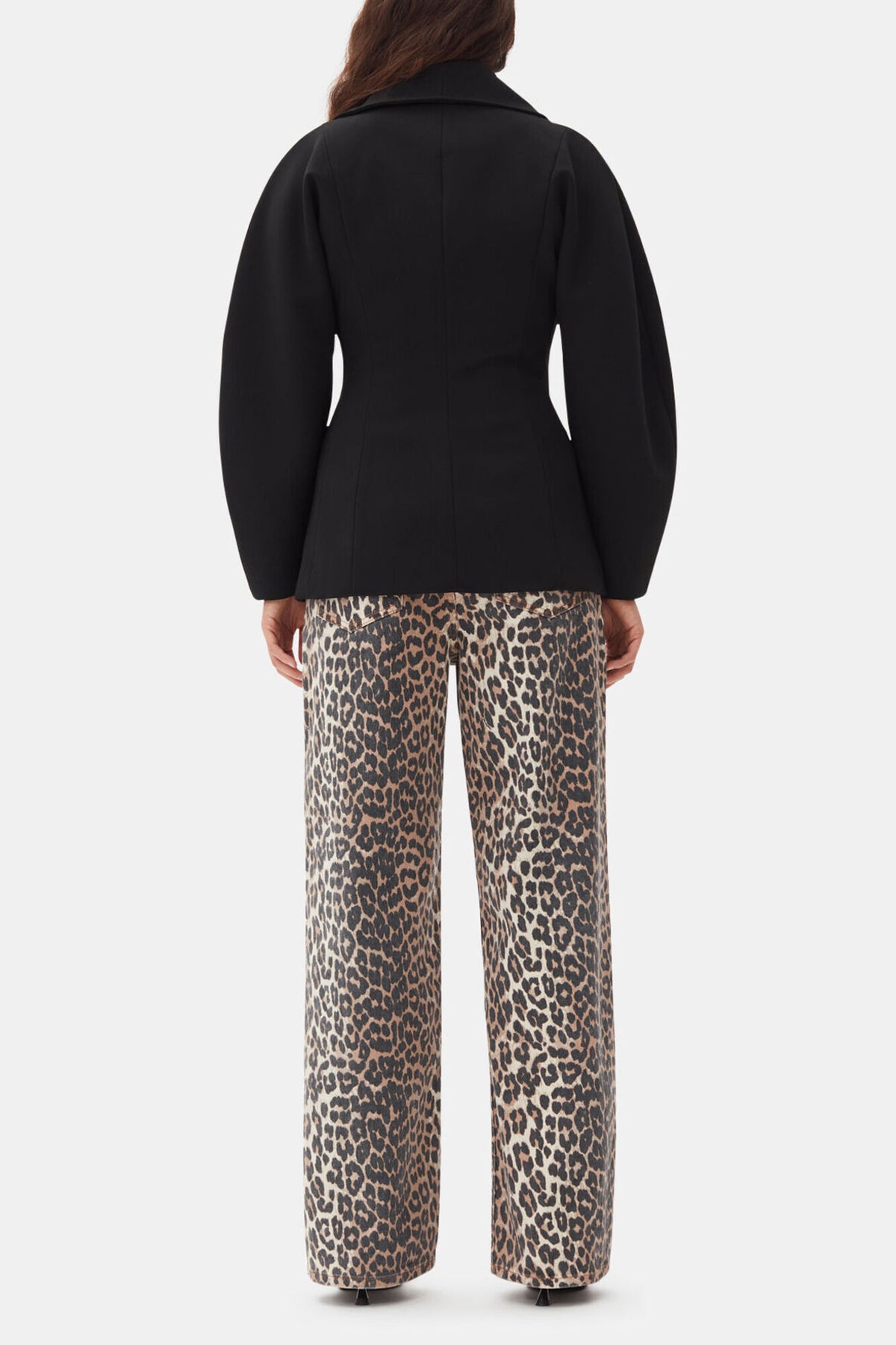 Black Bonded Crepe Curve Sleeve Jacket
