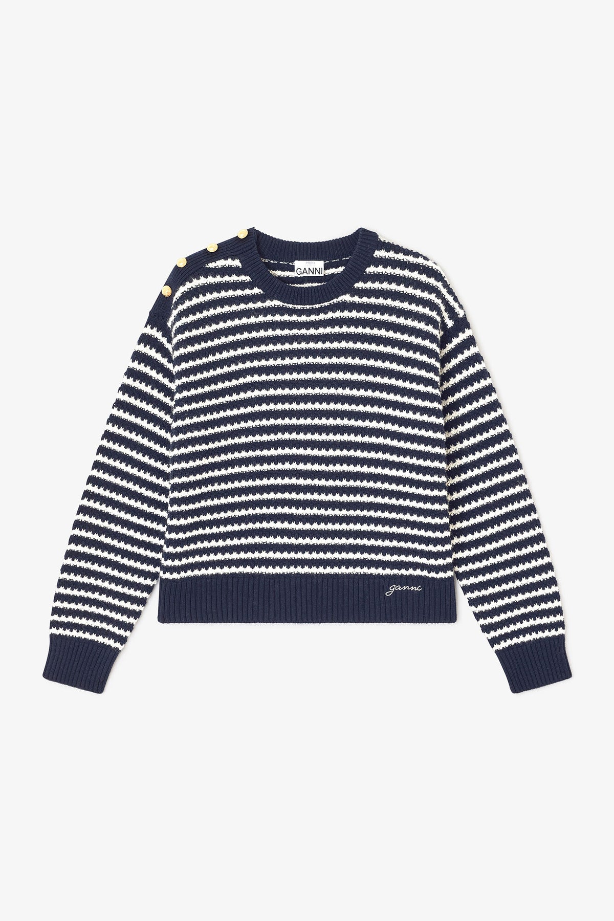Dark Blue Striped Wool Sweater