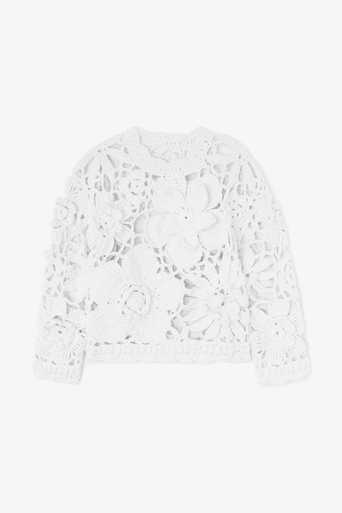 Hand Crochet Crewneck in White