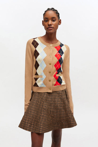 Argyle Print Cardigan
