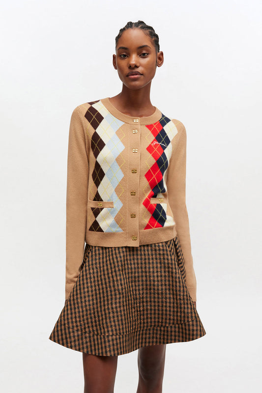 Argyle Print Cardigan