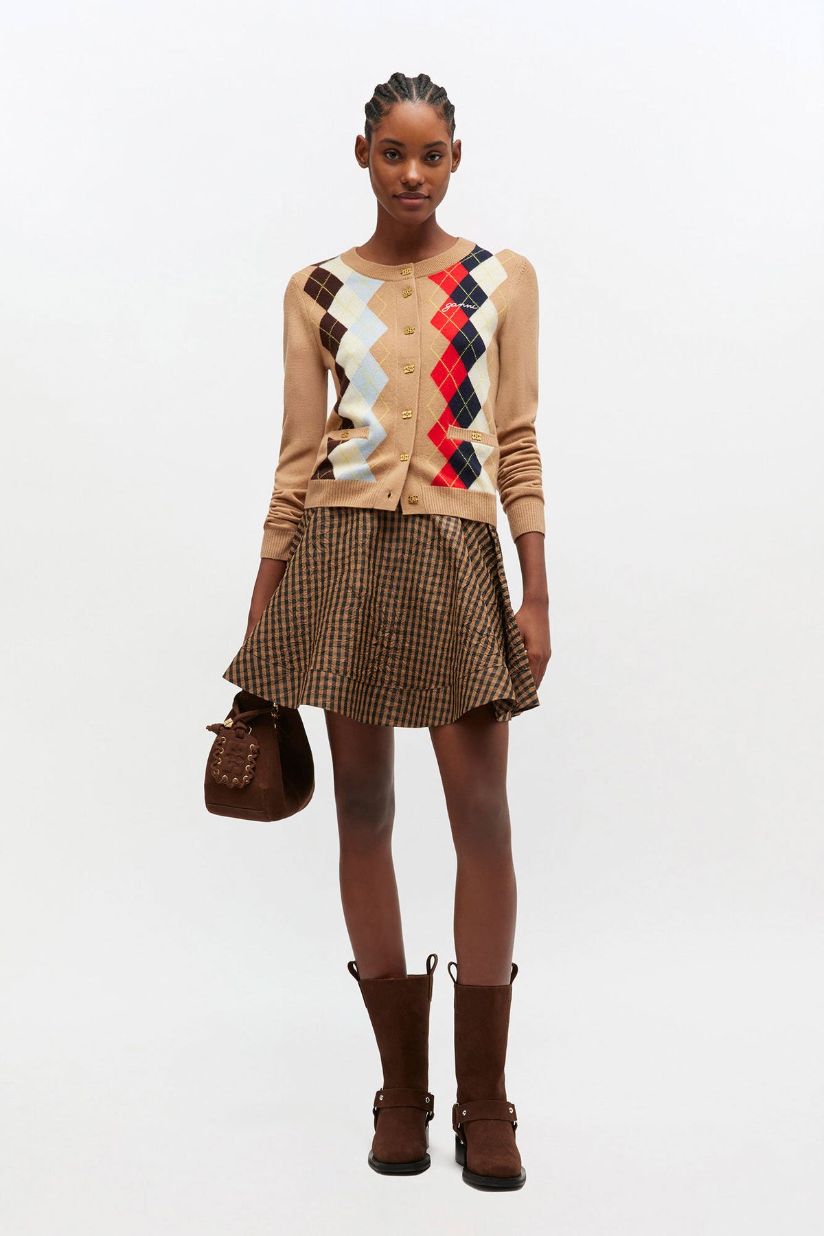 Argyle Print Cardigan