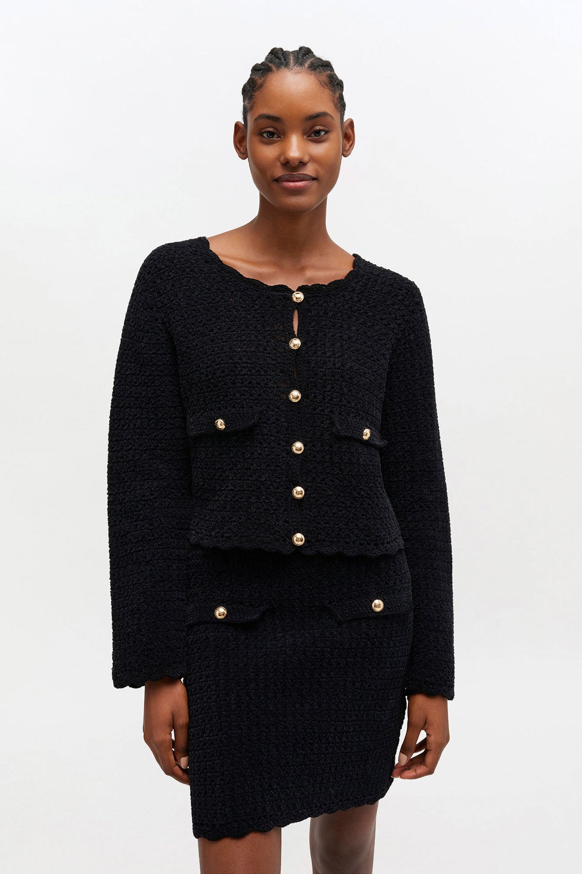 Black Crochet Cardigan