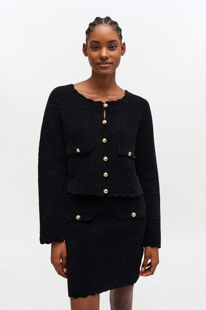 Black Crochet Cardigan